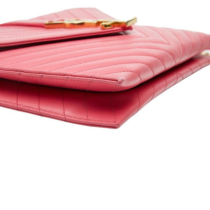 Saint Laurent Stitch YSL Logo Crossbody Chain Shoulder Bag Pink Leather — view 5