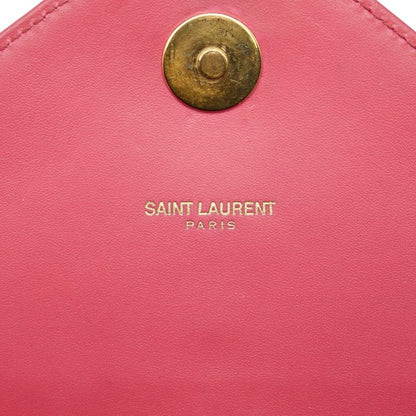 Saint Laurent Stitch YSL Logo Crossbody Chain Shoulder Bag Pink Leather — view 6
