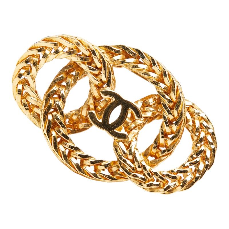 Chanel Triple Circle CC Logo Chain Brooch Gold Plated — view 2