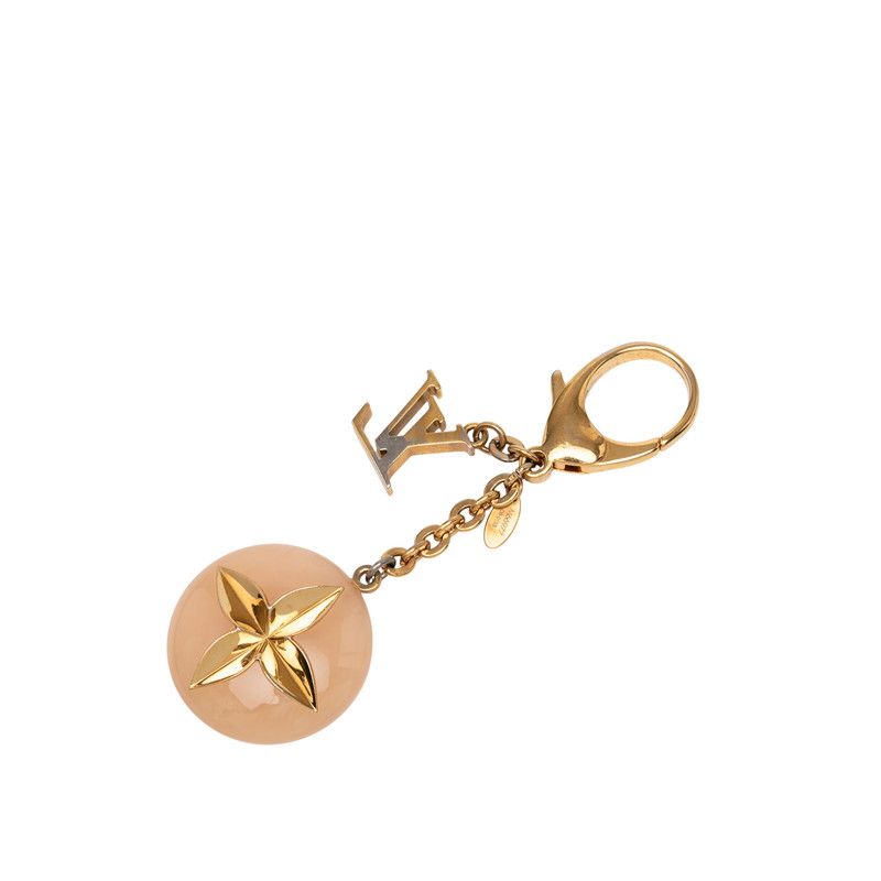 Louis Vuitton Hollow Flower Bag Charm Key Ring Key Holder Rosevelle Gold Plated