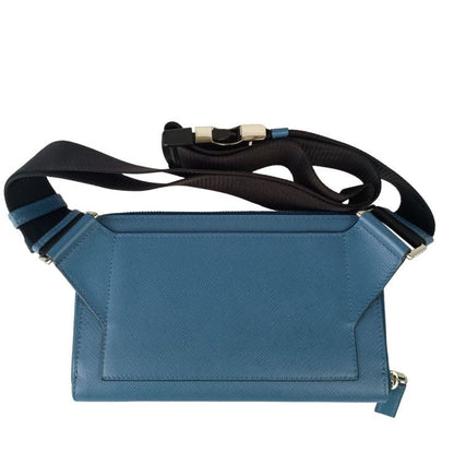 Prada Belt Bag Triangle Logo Bag Blue Saffiano Shoulder Mark Silver — view 3