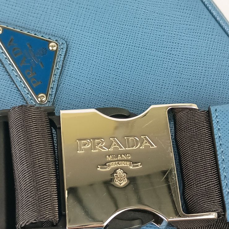 Prada Belt Bag Triangle Logo Bag Blue Saffiano Shoulder Mark Silver — view 6