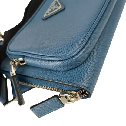 Prada Belt Bag Triangle Logo Bag Blue Saffiano Shoulder Mark Silver — view 5