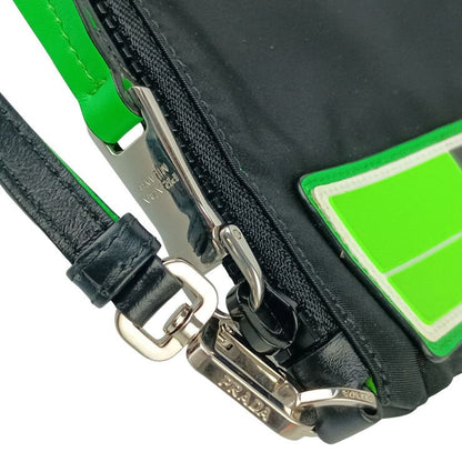 Prada Clutch Pouch Black Emerald Nylon Rubber Leather — view 5