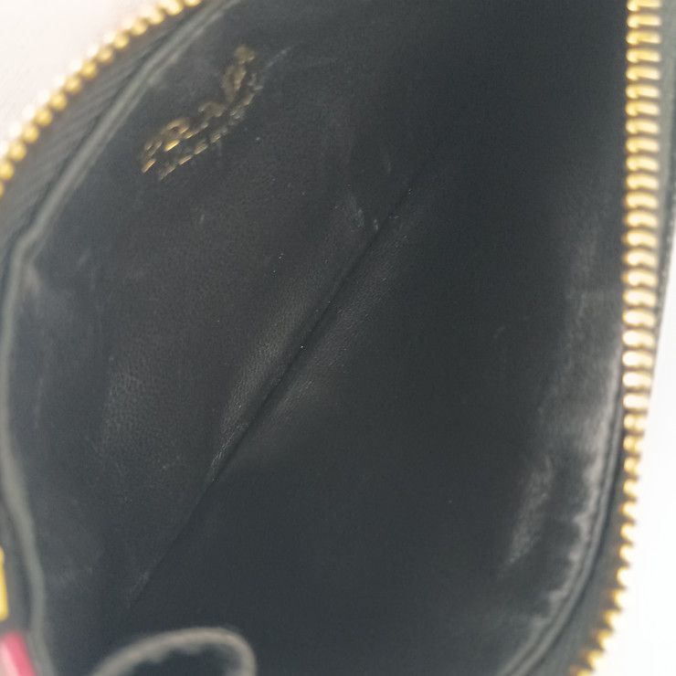 Prada Coin Case Nero Ibisc Saffiano Multic Card Gold — view 6
