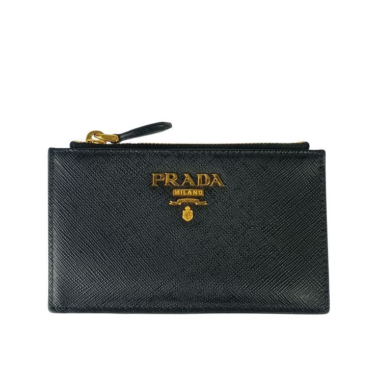 Prada Coin Case Nero Ibisc Saffiano Multic Card Gold