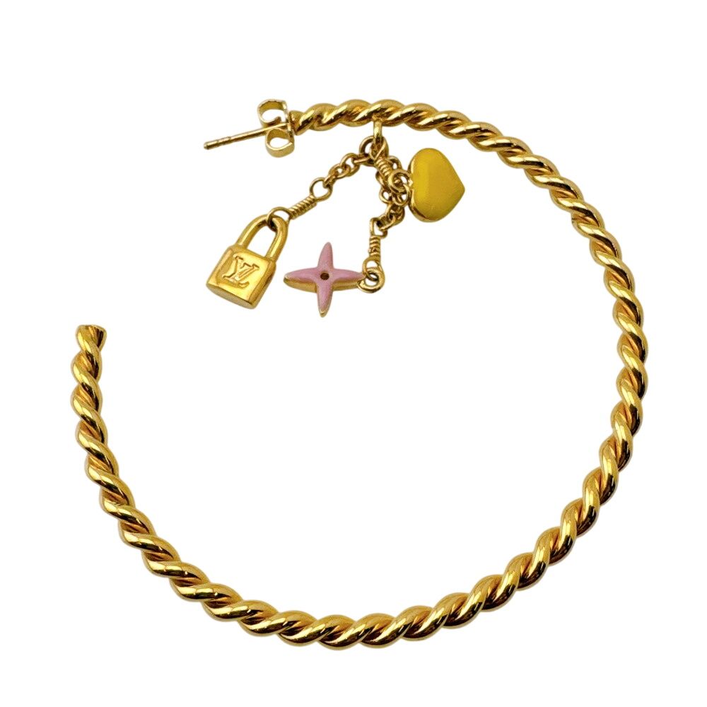 Louis Vuitton Earrings Hoop Pink Heart Flower Cadena Cles All Sweet Monogram — view 2