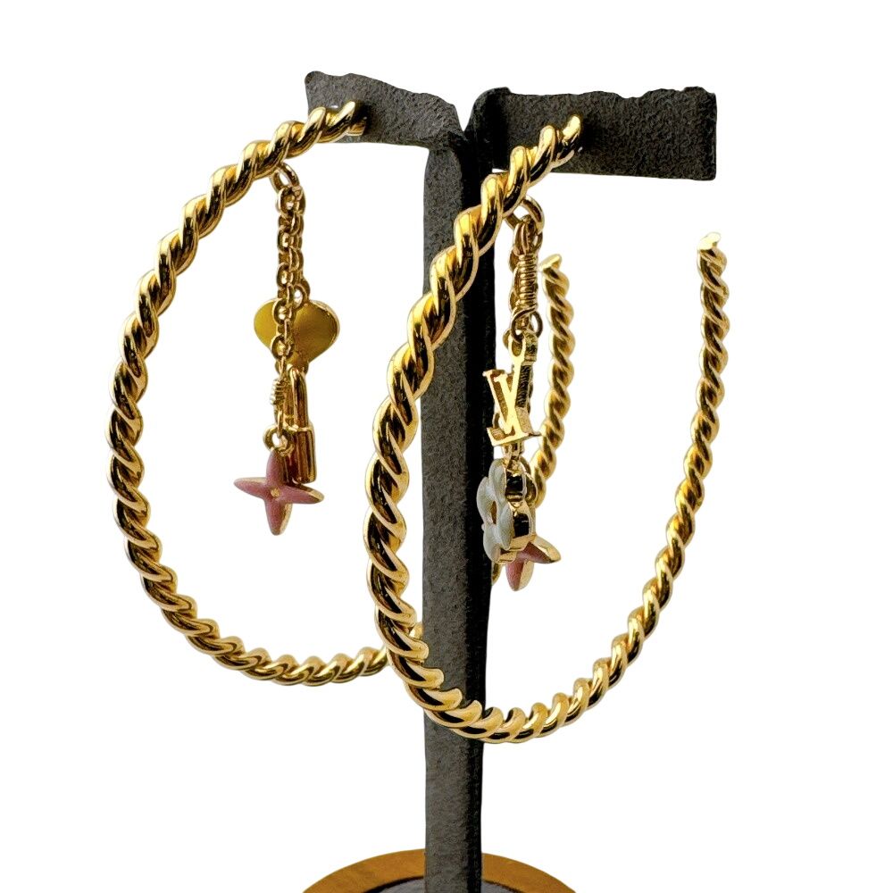 Louis Vuitton Earrings Hoop Pink Heart Flower Cadena Cles All Sweet Monogram — view 6
