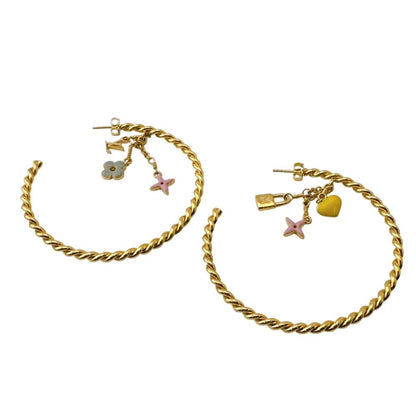 Louis Vuitton Earrings Hoop Pink Heart Flower Cadena Cles All Sweet Monogram