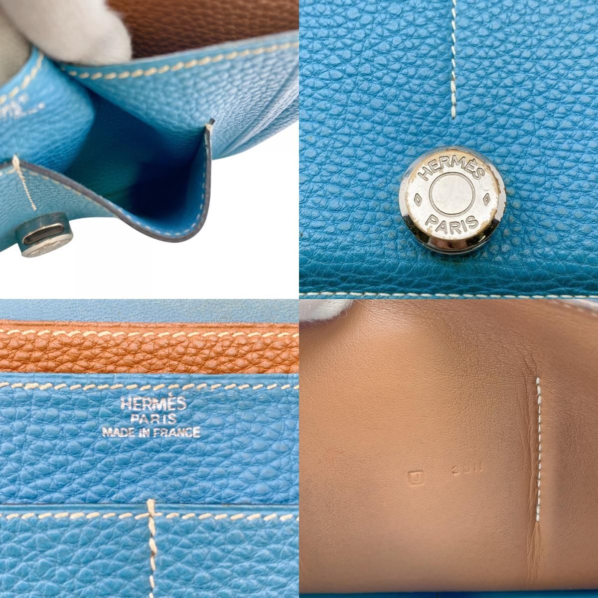 Hermes Bicolor Series Button Bifold Brown Dogon GM Verso Wallet — view 8
