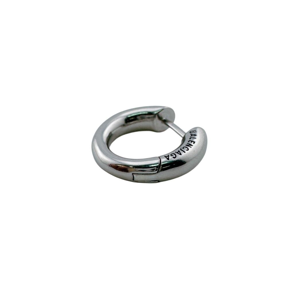 Balenciaga Hoop One Side Logo Loop Earrings