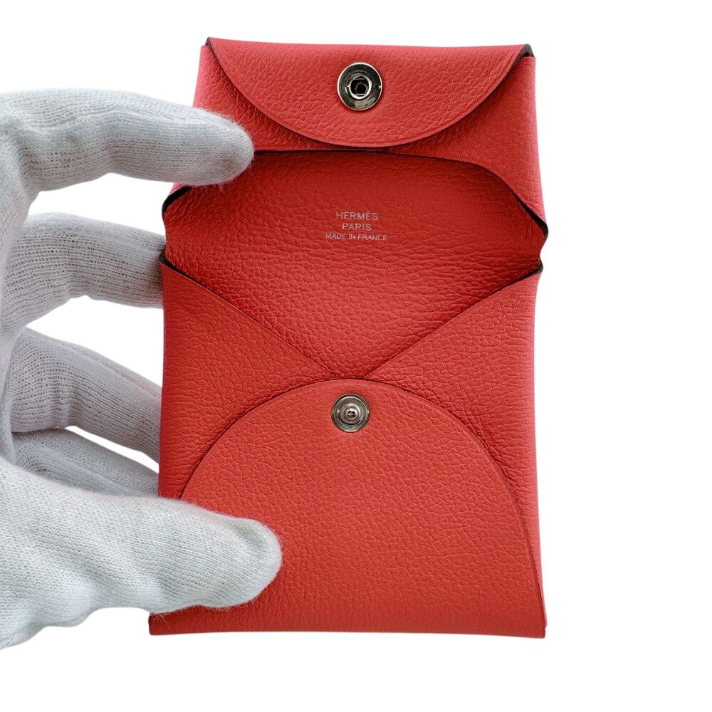 Hermes Silver Coin Purse Flap Mini Wallet Bastia Case — view 7