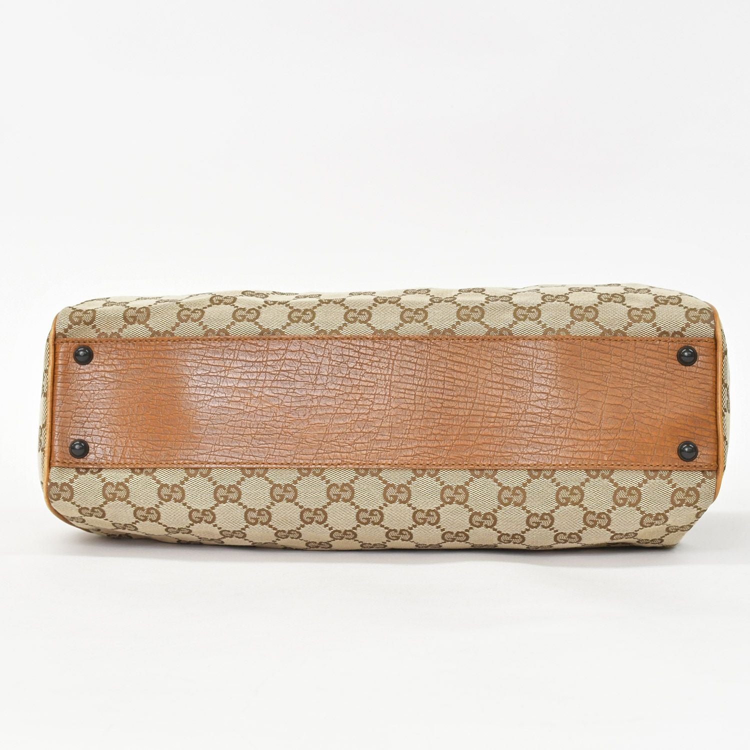 Gucci GG Canvas Bamboo Handle Gamaro Handbag Beige Brown Black — view 8