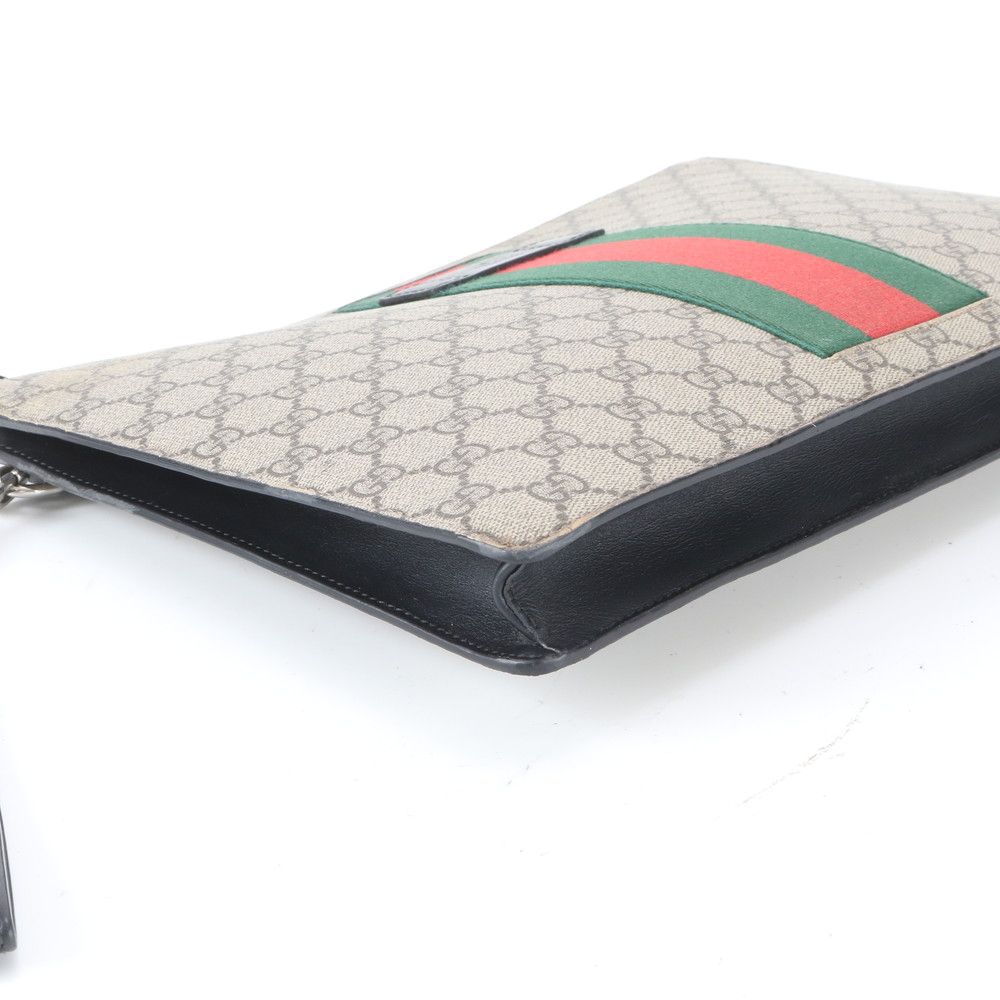 Gucci GG Supreme Sherry Line Leather Clutch Pouch Business — view 4