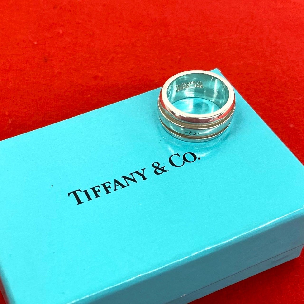 Tiffany & Co Group Double Line Ring 925 Sterling Silver