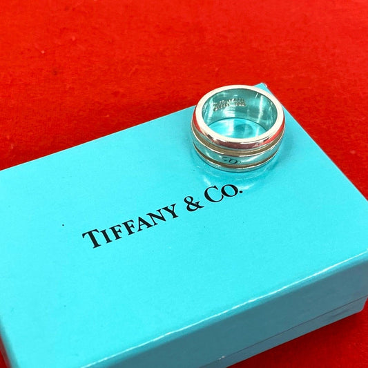Tiffany & Co Group Double Line Ring 925 Sterling Silver