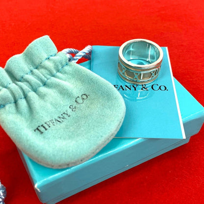 Tiffany & Co Box Wide Atlas Ring 925 Sterling Silver No 13