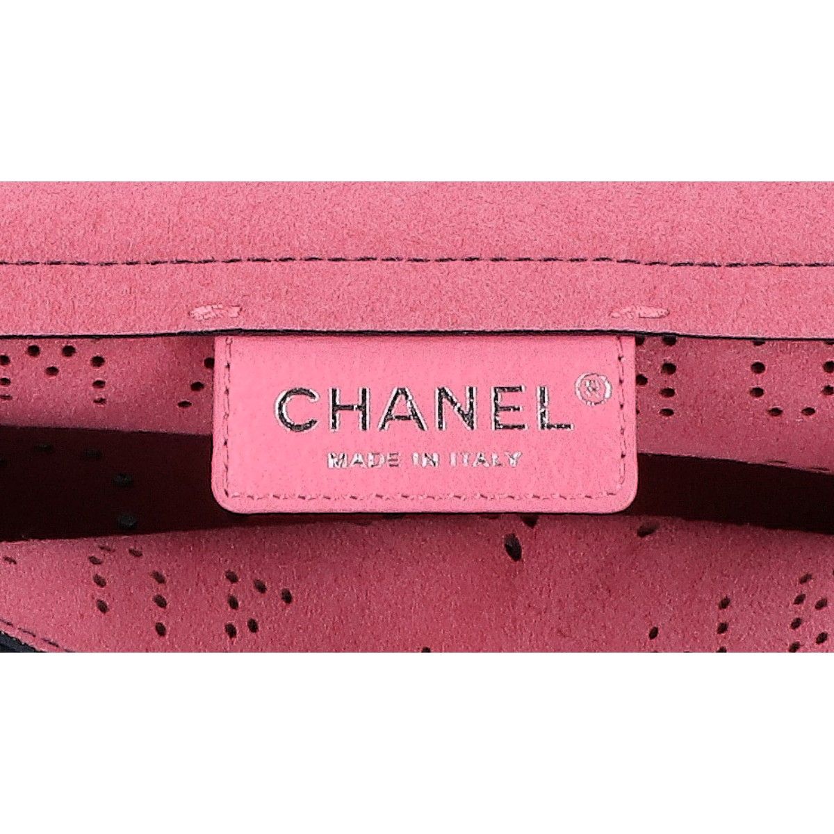 Chanel Perforated Logo Single Flap Chain Bag Navy — view 7