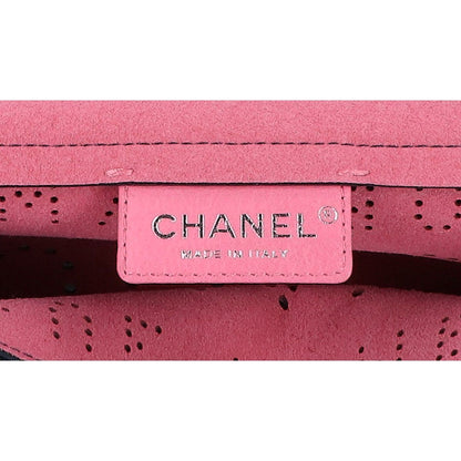 Chanel Perforated Logo Single Flap Chain Bag Navy — view 7