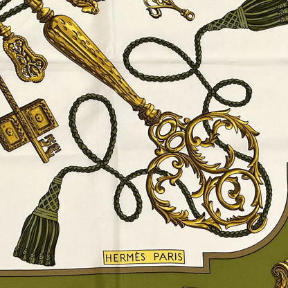 Hermes Scarf Carre 90 les Cles Key Silk Green Multi Color Large — view 3