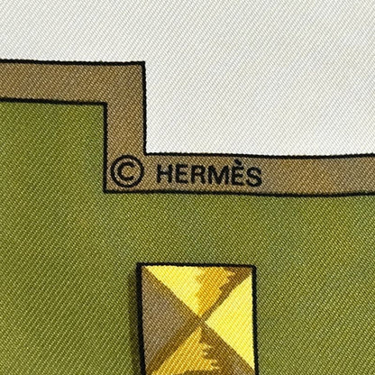 Hermes Scarf Carre 90 les Cles Key Silk Green Multi Color Large — view 4