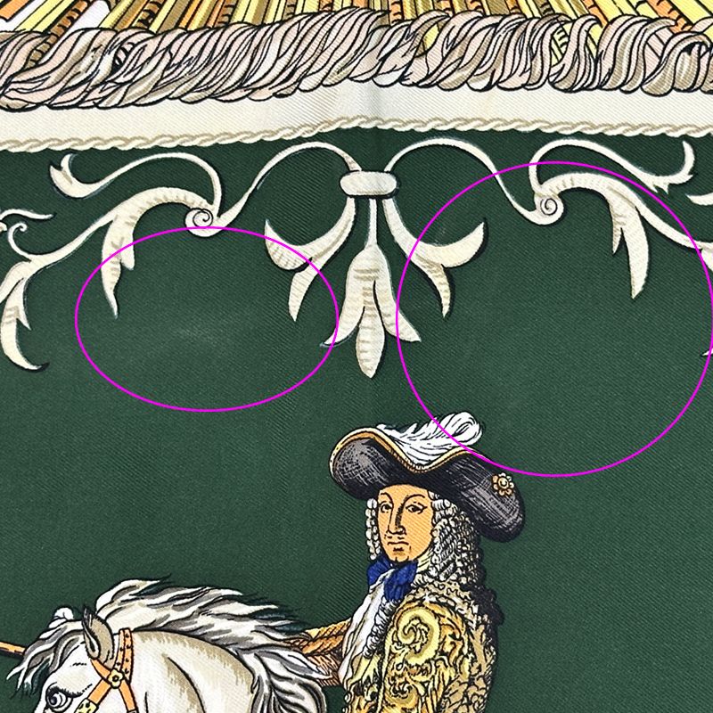 Hermes Scarf Carre 90 LV Dovicvs Magnvs White Louis Xiv on a Horse Silk Green — view 9