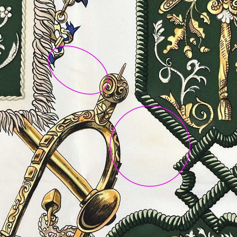 Hermes Scarf Carre 90 LV Dovicvs Magnvs White Louis Xiv on a Horse Silk Green — view 7