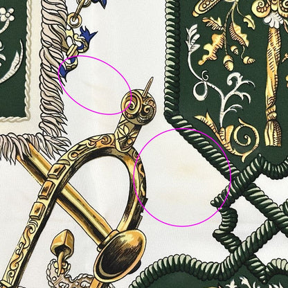 Hermes Scarf Carre 90 LV Dovicvs Magnvs White Louis Xiv on a Horse Silk Green — view 7