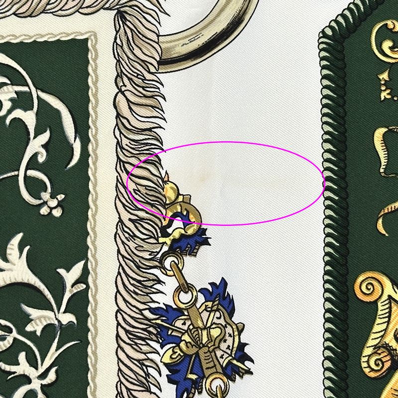 Hermes Scarf Carre 90 LV Dovicvs Magnvs White Louis Xiv on a Horse Silk Green — view 8