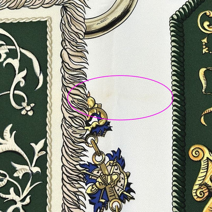 Hermes Scarf Carre 90 LV Dovicvs Magnvs White Louis Xiv on a Horse Silk Green — view 8