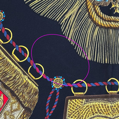 Hermes Scarf Carre 90 Poste Et Cavalerie Saber Decorative Bag Silk Black Multi — view 8