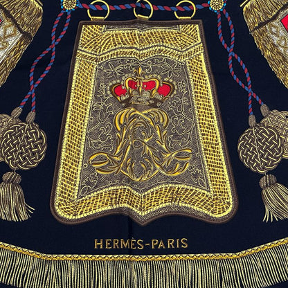 Hermes Scarf Carre 90 Poste Et Cavalerie Saber Decorative Bag Silk Black Multi — view 3