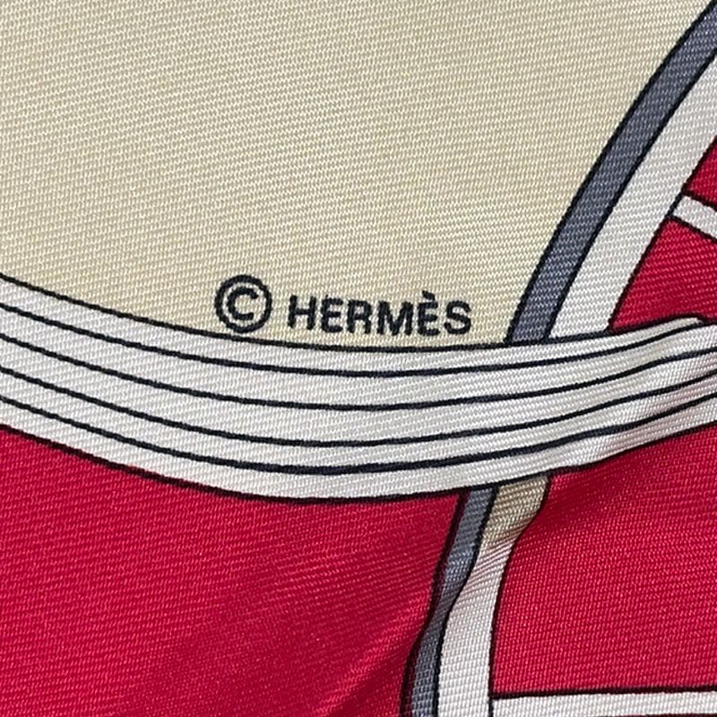 Hermes Scarf Carre 90 Spring Silk Red Multi Color Carriage Large — view 3