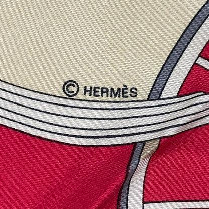 Hermes Scarf Carre 90 Spring Silk Red Multi Color Carriage Large — view 3