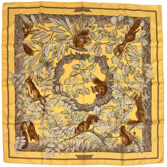 Hermes Scarf Carre 90 Casse Noisette Nutcracker Silk Yellow Multi Color