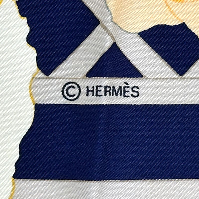 Hermes Scarf Carre 90 Rosrraie Rose Garden Silk Navy Orange Multi Color Floral — view 4