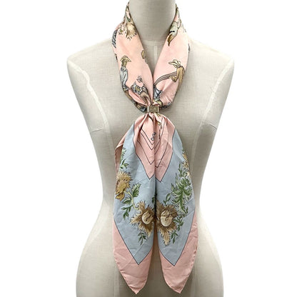 Hermes Scarf Carre 90 les Jardiniers du Roy Silk Pink Light Blue Multi Color — view 7