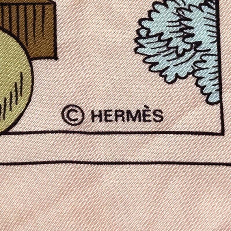 Hermes Scarf Carre 90 les Jardiniers du Roy Silk Pink Light Blue Multi Color — view 4