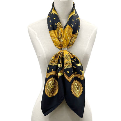 Hermes Scarf Carre 90 Selles a Housse Cover Sitting Silk Black Yellow Multi — view 7