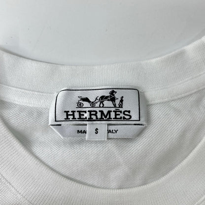 Hermes White Chest Pocket Embroidery Pique T-Shirt — view 3