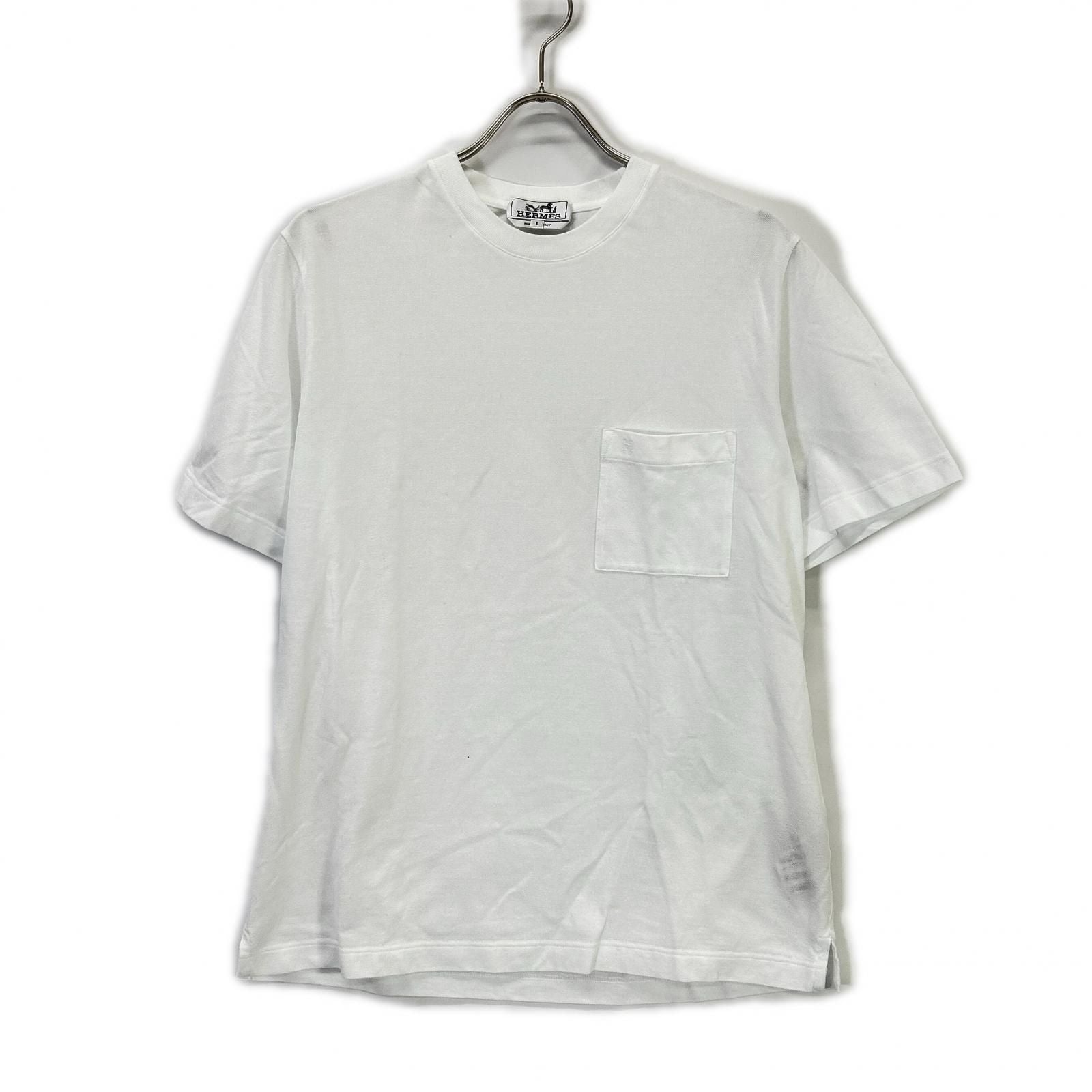 Hermes White Chest Pocket Embroidery Pique T-Shirt