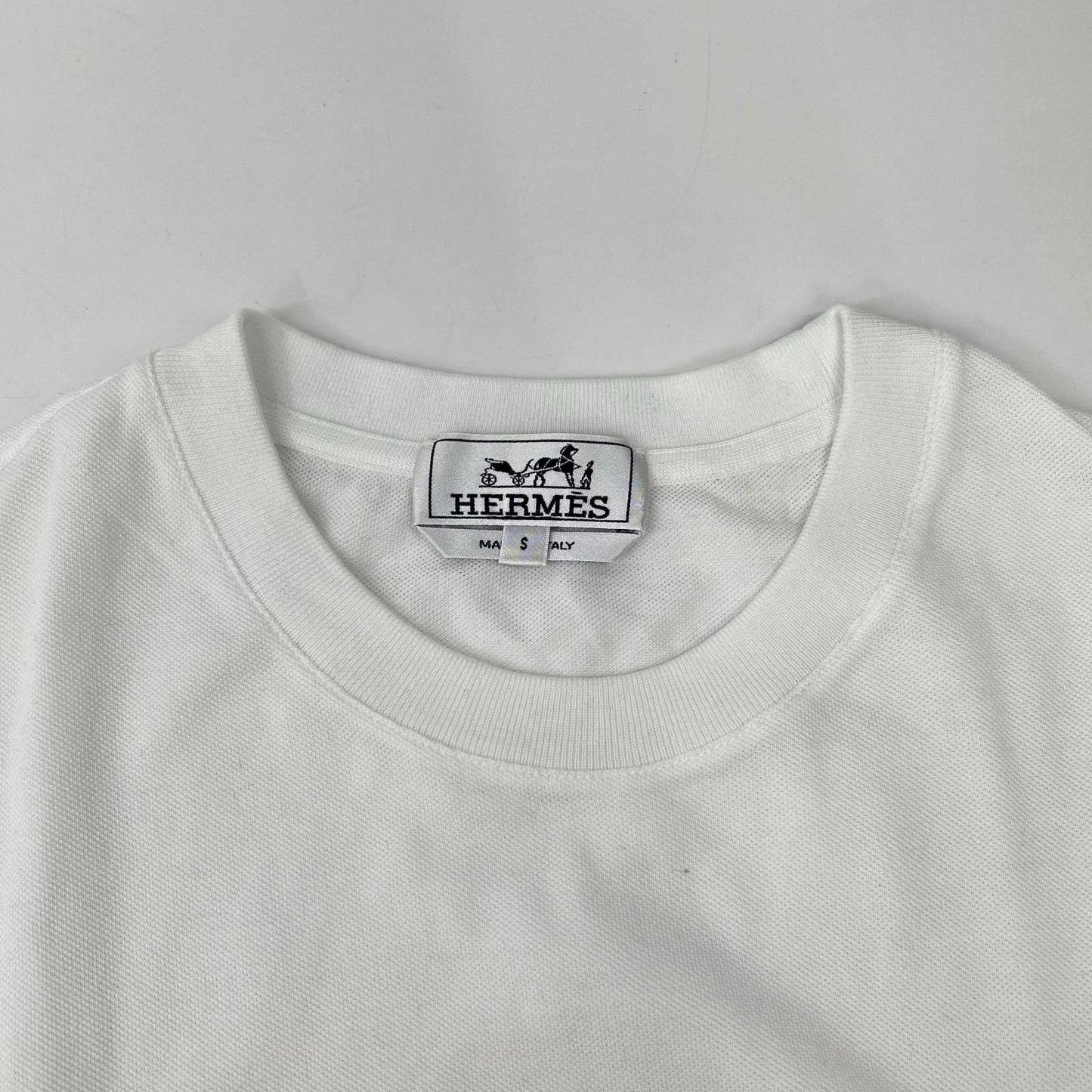 Hermes White Chest Pocket Embroidery Pique T-Shirt — view 6