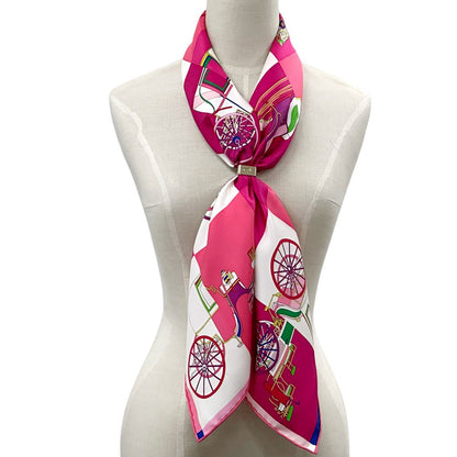 Hermes Scarf Carre 90 Voitures Exquises Elaborate Carriage Silk Pink Multi — view 6