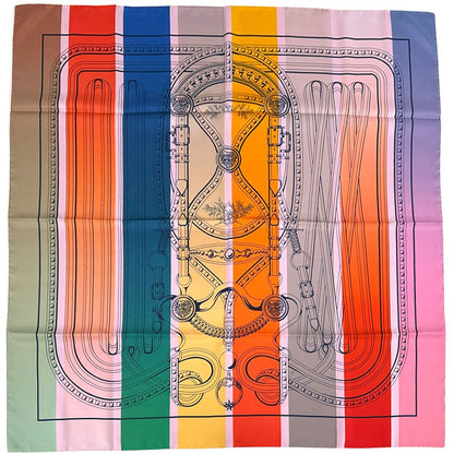 Hermes Scarf Carre Double Face 90 Grand Tralala Silk Vermillion Blue Multi