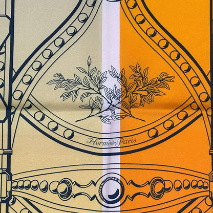 Hermes Scarf Carre Double Face 90 Grand Tralala Silk Vermillion Blue Multi — view 4