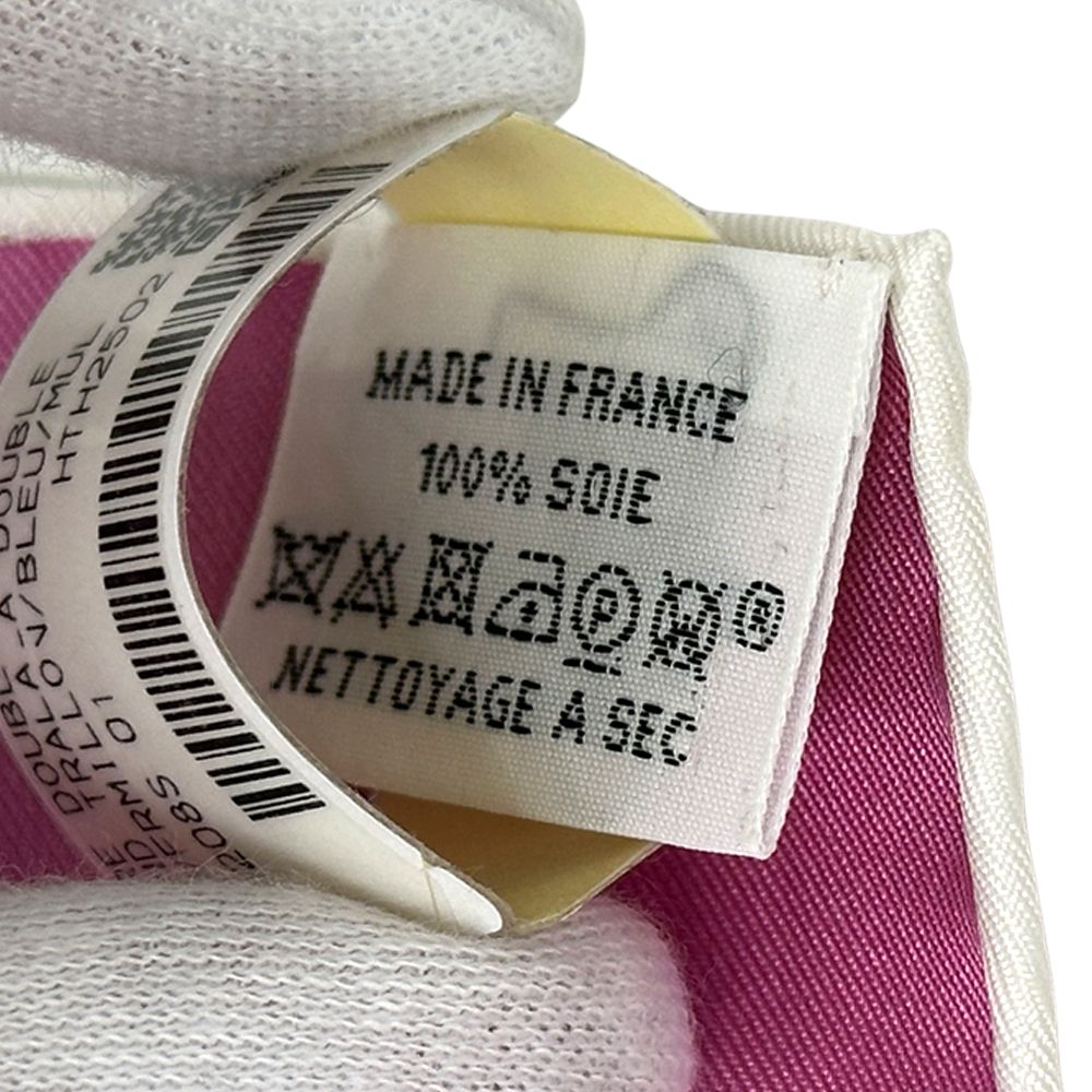 Hermes Scarf Carre Double Face 90 Grand Tralala Silk Vermillion Blue Multi — view 8
