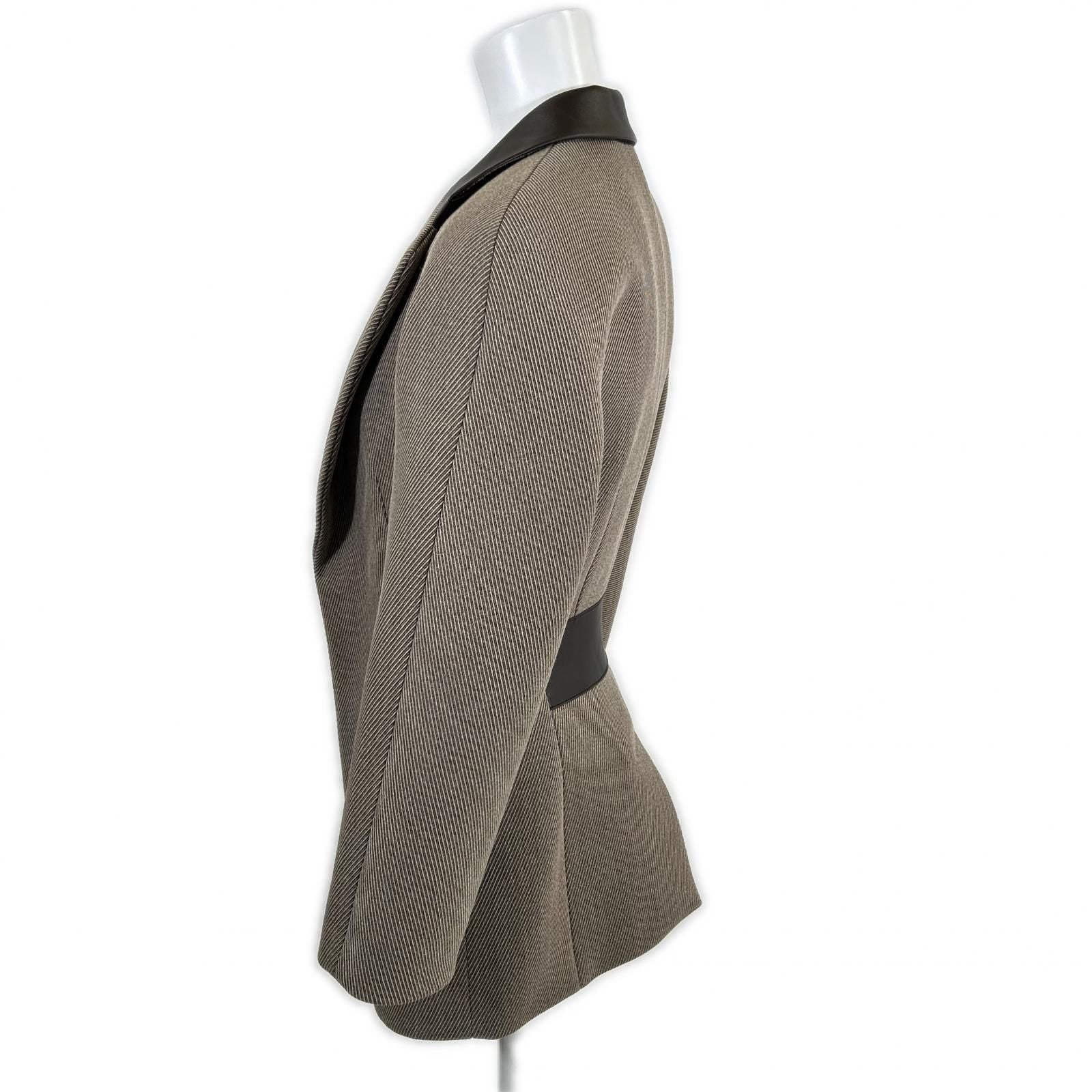 Hermes Wool Lambskin Lining Series Button Inner Belt Jacket Blue 34 — view 2