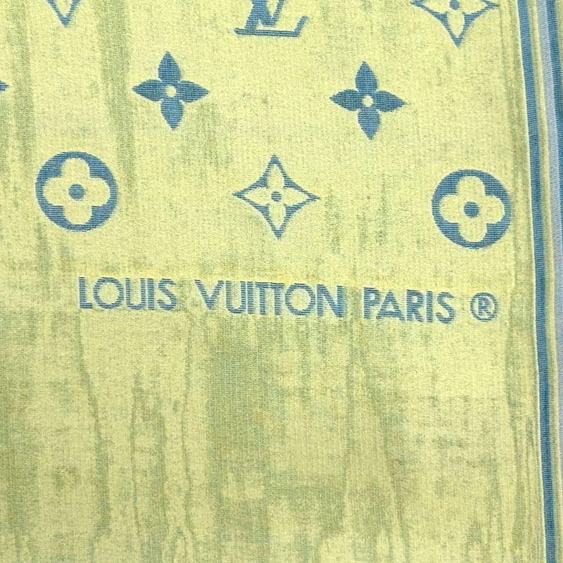 Louis Vuitton Scarf Shawl Monogram Silk Yellow Blue Green Sheer — view 3