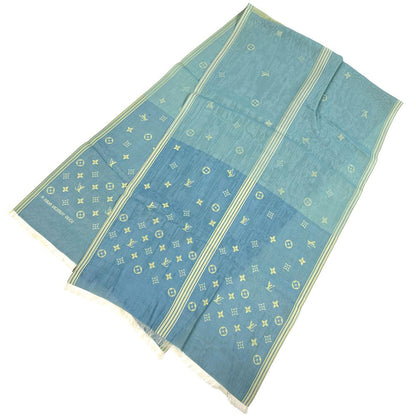 Louis Vuitton Scarf Shawl Monogram Silk Yellow Blue Green Sheer — view 2