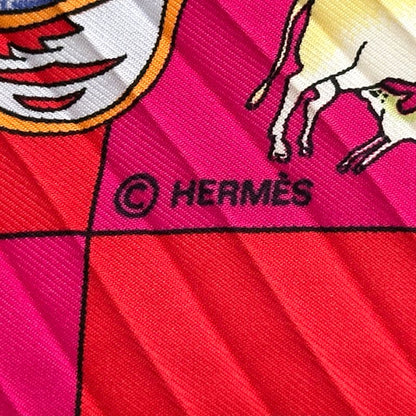 Hermes Scarf Pleats Fantaisies Indiennes Dazzling Indian Silk Pink Red Multi — view 4